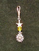 Marguerite daisy and gold star zipper pull