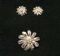 Gold & silver brooch with rhinestone center & matching earrings