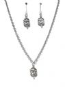 Silver stemmed daisy necklace and earrings