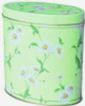 Green marguerite oval tea tin