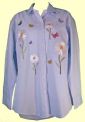 Blue striped long sleeve shirt with daisies and butterflies