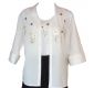White 3/4 length sleeve blouse with daisies
