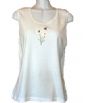 White tank with embroidered Little Daisy Bee design